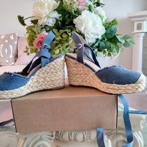 Denim wedges never worn